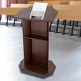 thumbnail image 4 of Miumaeov Mobile Podium Stand Portable Lectern Podium with Lockable Wheels Storage Shelf for Classroom Church Office 30 x 17.5 x 46", 4 of 14