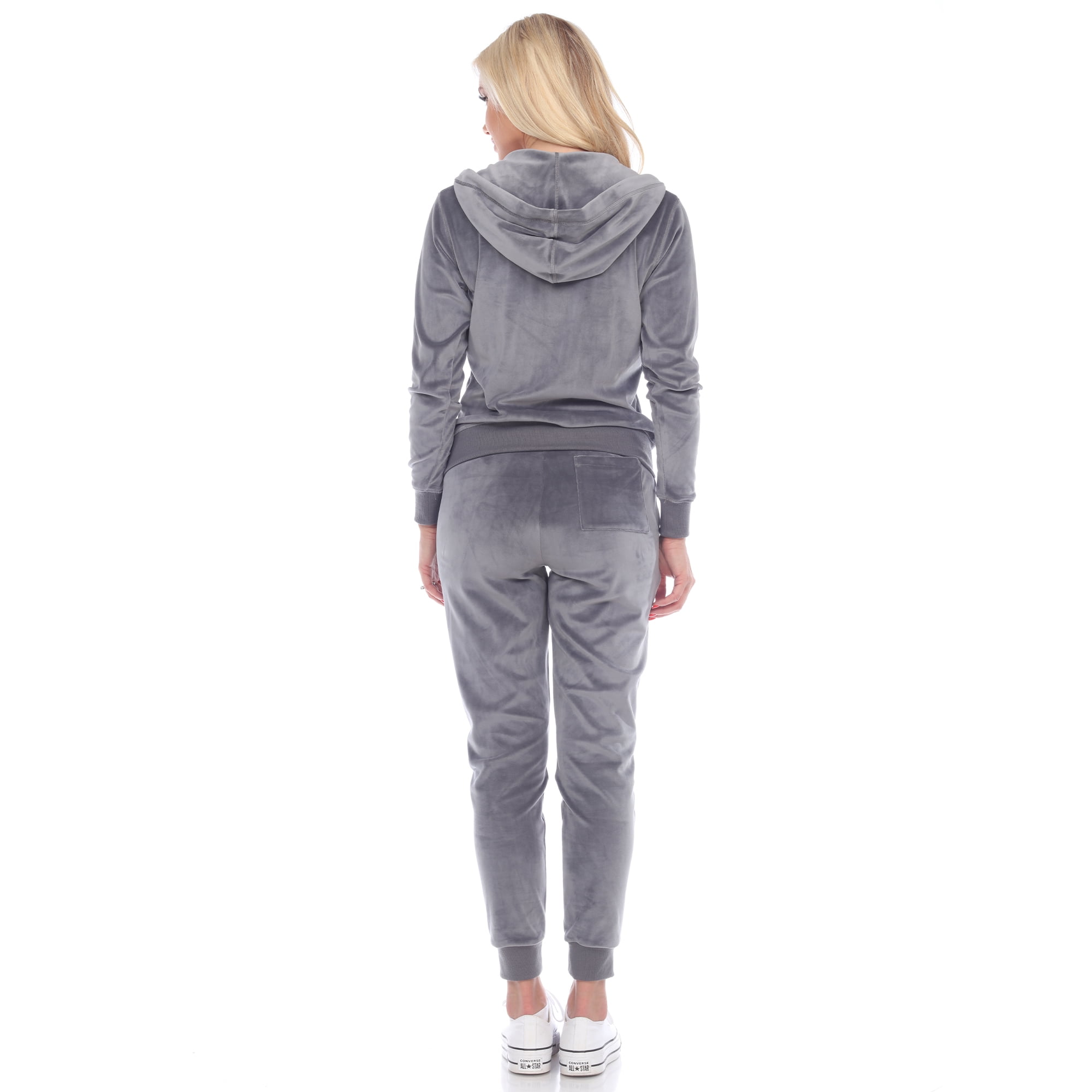 White Mark Women's 2 Piece Velour Tracksuit Set