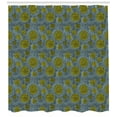 thumbnail image 3 of Geometric Shower Curtain, Repeating Dots in Circular Movement on Yellow Spot Background, Fabric Bathroom Set with Hooks, 69W X 75L Inches Long, Pale Blue Yellow and Black, by Ambesonne, 3 of 3