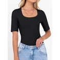 thumbnail image 3 of ANRABESS Womens Half Sleeve Tops Scoop Neck Ribbed Knit Slim Fitted Basic Tee Shirts Summer 2026 Trendy Spring Casual Clothes Black Small, 3 of 10