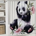 thumbnail image 6 of JEUXUS Prety Panda with Flower Shower Curtain for Bathroom Decoration White, 6 of 7