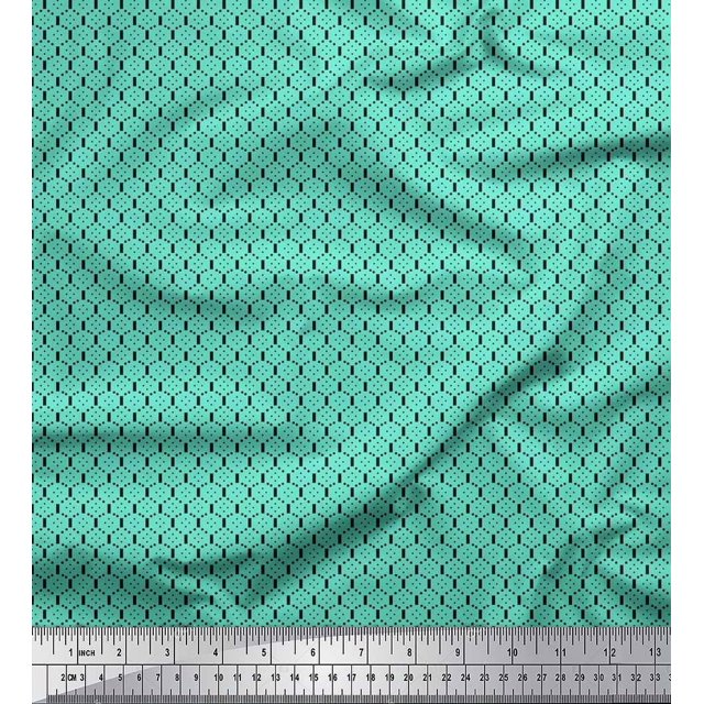 Soimoi Polyester Crepe Fabric Honeycomb Geometric Print Sewing Fabric Yard 42 Inch Wide