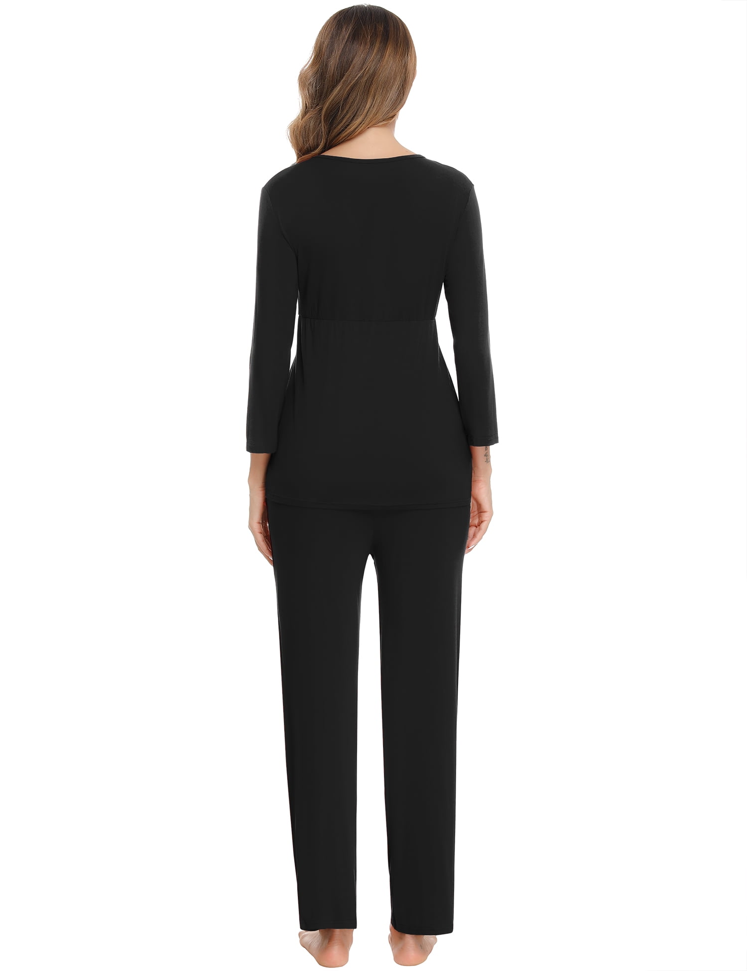 Akalnny Maternity womens Lace Inset Gown and Robe Set With Nursing