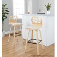 thumbnail image 2 of LumiSource Black Metal, Natural Wood, Cream PU Folia 30" Fixed-Height Barstool - Set of 2, 2 of 6
