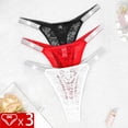 thumbnail image 2 of Tangas sexis de encaje para mujer, ropa interior con perspectiva Floral, tiro bajo, dos cinturones brillantes, Tanga, lencería íntima cómoda, 3 uds., 2 of 5