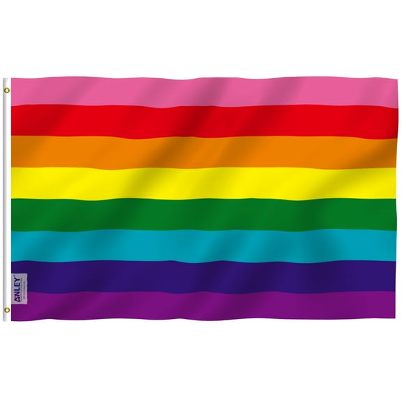 Anley 3 ft x 5 ft Original 8 Stripe Rainbow Flag - Historical Gay LGBT Flags Polyester