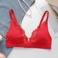 thumbnail image 5 of Feancey Womens Lace Bras Deep V Plunge No Underwire Bra Adjustable Straps Triangle Bralettes Breathable Lingerie Bra for Date Night Red L, 5 of 8