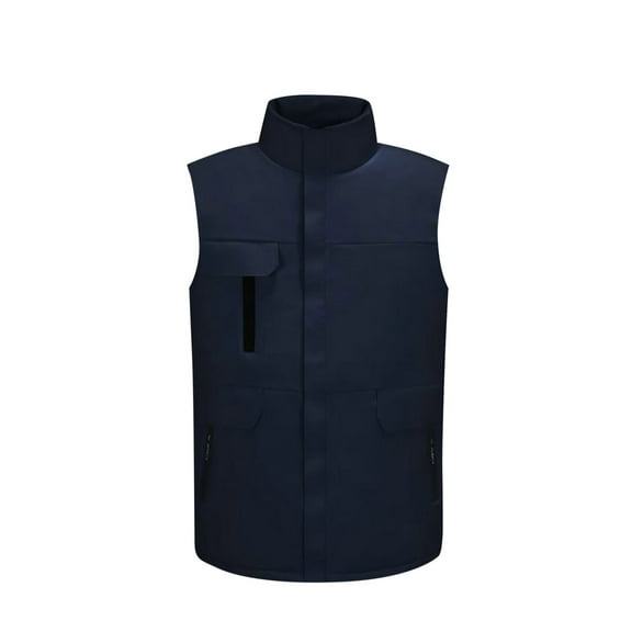 Dagegui Mens Windproof Vest Sleeveless Stand Collar Jackets Waterproof Outdoor Hiking Gilet Casual Travel Jacket with Pockets Navy M