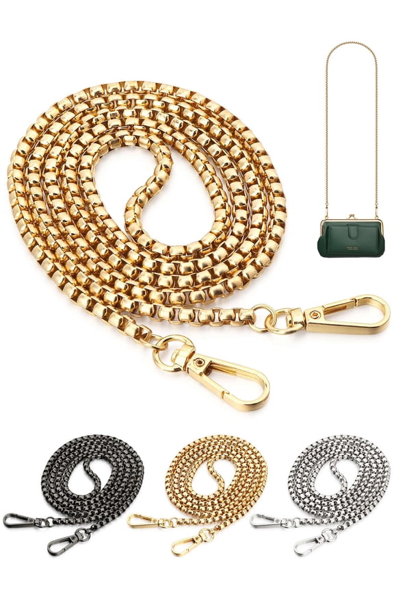 Replacement Purse Chain Strap 47" DIY Metal Replacement Straps Shoulder Crossbody Bag Handbag Accessories with Buckles - Gold