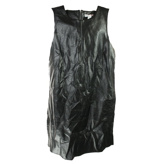 Made For Impulse Fashion Week Black Sleeveless Trapeze Pleather Dress S