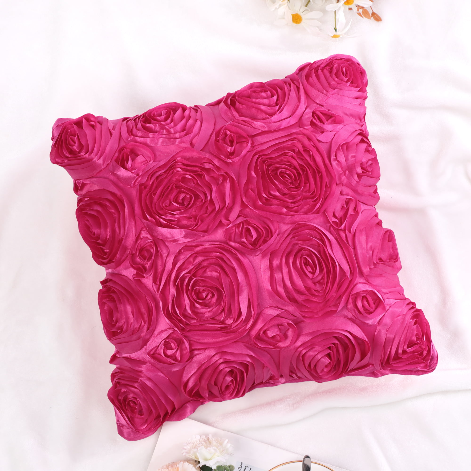 Details about  / Rose Printed 24/" Cushion Cover Home Sofa Car Waist through Square Pillow Case