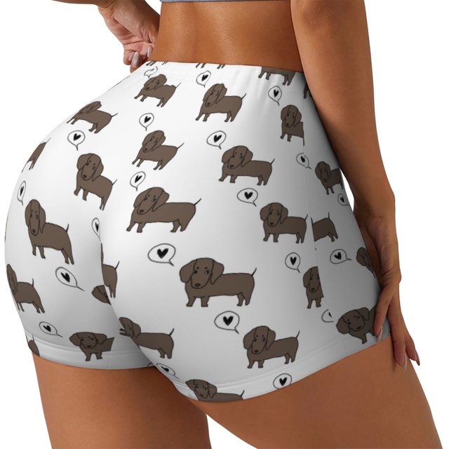 Balery Dachshund Dog Pantalones cortos de entrenamiento estampados para mujer, sin costuras, ajustados, para gimnasio, yoga, correr, deportes, ejercicio activo, fitness.-X-Large