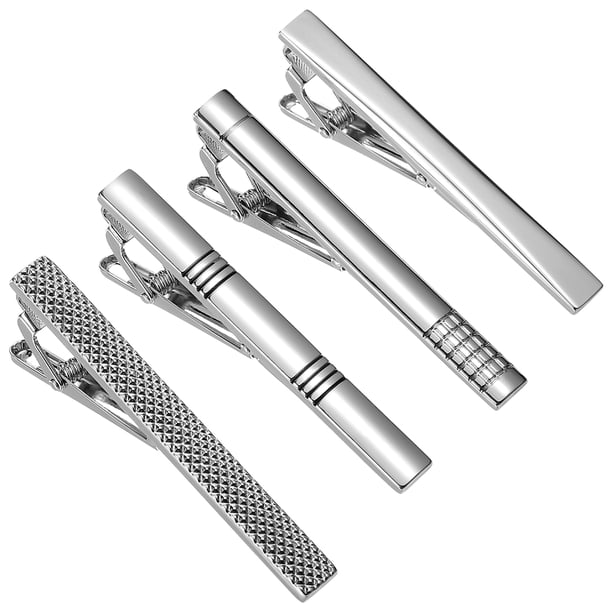 Juego de 4 clips para corbata, ideales para negocios. Clips minimalistas para corbata, accesorios para trajes de gala y banquetes.