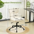 thumbnail image 3 of Falvinoryn Modern Armless Home Office Desk Chairs, Adjustable Height Office Chair with U-shaped Backrest, Comfy Chenier Computer Chair, 360°Swivel Vanity Chair for Home Office, Bedroom, White, 3 of 10