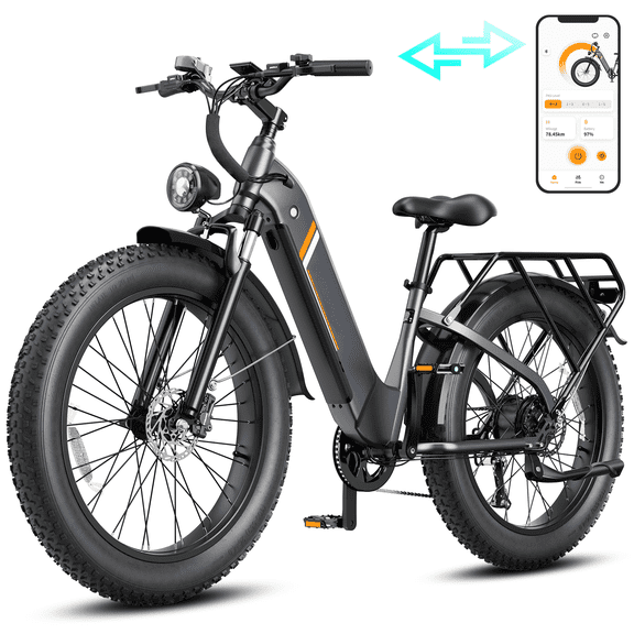 YareYi Electric Bike for Adults, 1500W Peak Motor 28 Mph, 48V 18Ah Removable Battery, 26'' x 4'' Fat Tire E-Mountain Bicycle, APP Control with Turn Signal, UL2849