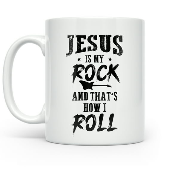 Funny Christian 11 oz Coffee Mug - Jesus Is My Rock White Ceramic Gift