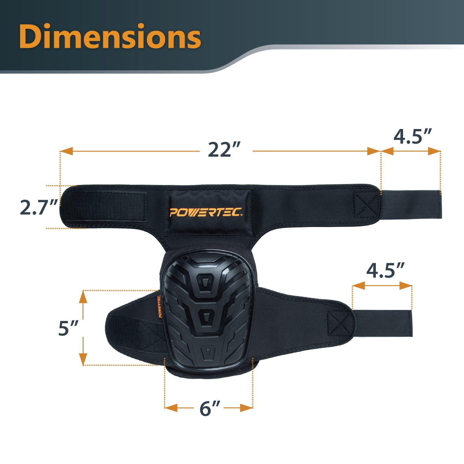 POWERTEC Safety Knee Pads for Men and Women Knee Support with Adjustable Thigh Straps Heavy Duty Shell Soft Foam and Thick Gel Cushion for Work, Construction, Flooring, Roofing (71879)