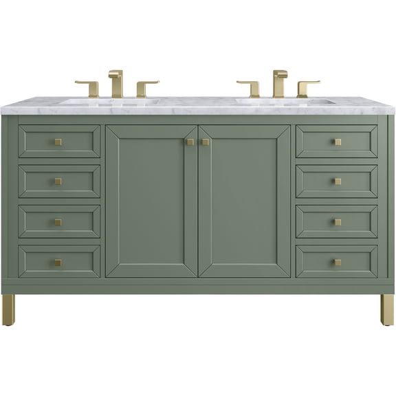 James Martin Vanities 503-V60D-SC-3CAR Chicago 60" Free Standing Double Basin Vanity Set -
