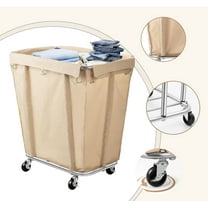 Laundry Basket with Wheels 320L Hotel Large Clothes Basket with Waterproof Oxford Basket and Sturdy Steel Frame Beige