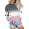 thumbnail image 2 of BLCHUNen Chandails en Molleton pour Femmes Mode Dégradé Couleur Manches Longues Col Rond Chandail Décontracté Extérieur Blouses Automne, 2 of 6