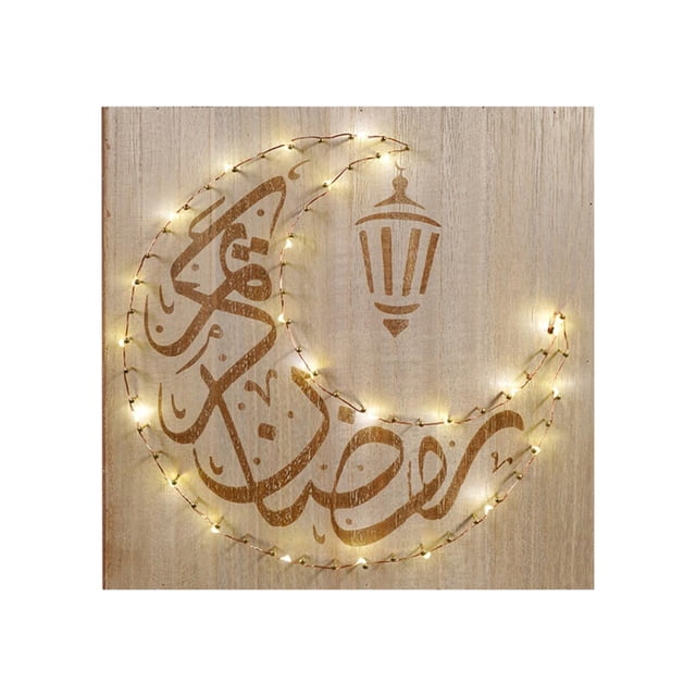 Eid Decorations Wooden DIY LED Lamp Ramadan Wall Hanging Ornament