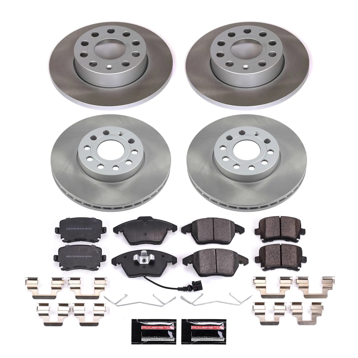 PowerStop Front and Rear Semi-Coated Rotor and Low-Dust Ceramic Brake Pad Kit SC4068