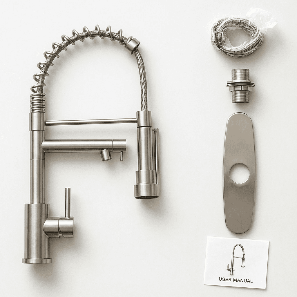 Kitchen Faucet with Pull Down Sprayer,Touch On Single Handle 2-Function Stainless Steel Spring Neck,Single Hole Installation for Residential,Bar,Brushed Nickel