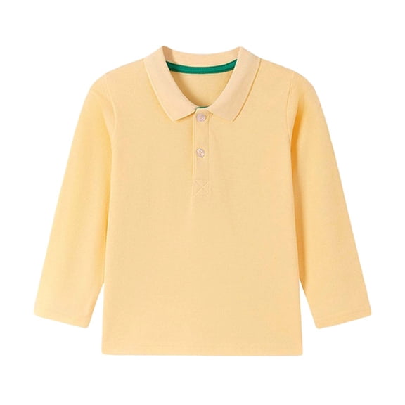 biudgviw Baby Clothes Unisex Kids Long Sleeve Shirts Casual Solid Color Button T-Shirt Fall Winter Loose Fit Lapel Tops(Yellow,8-9 Years)