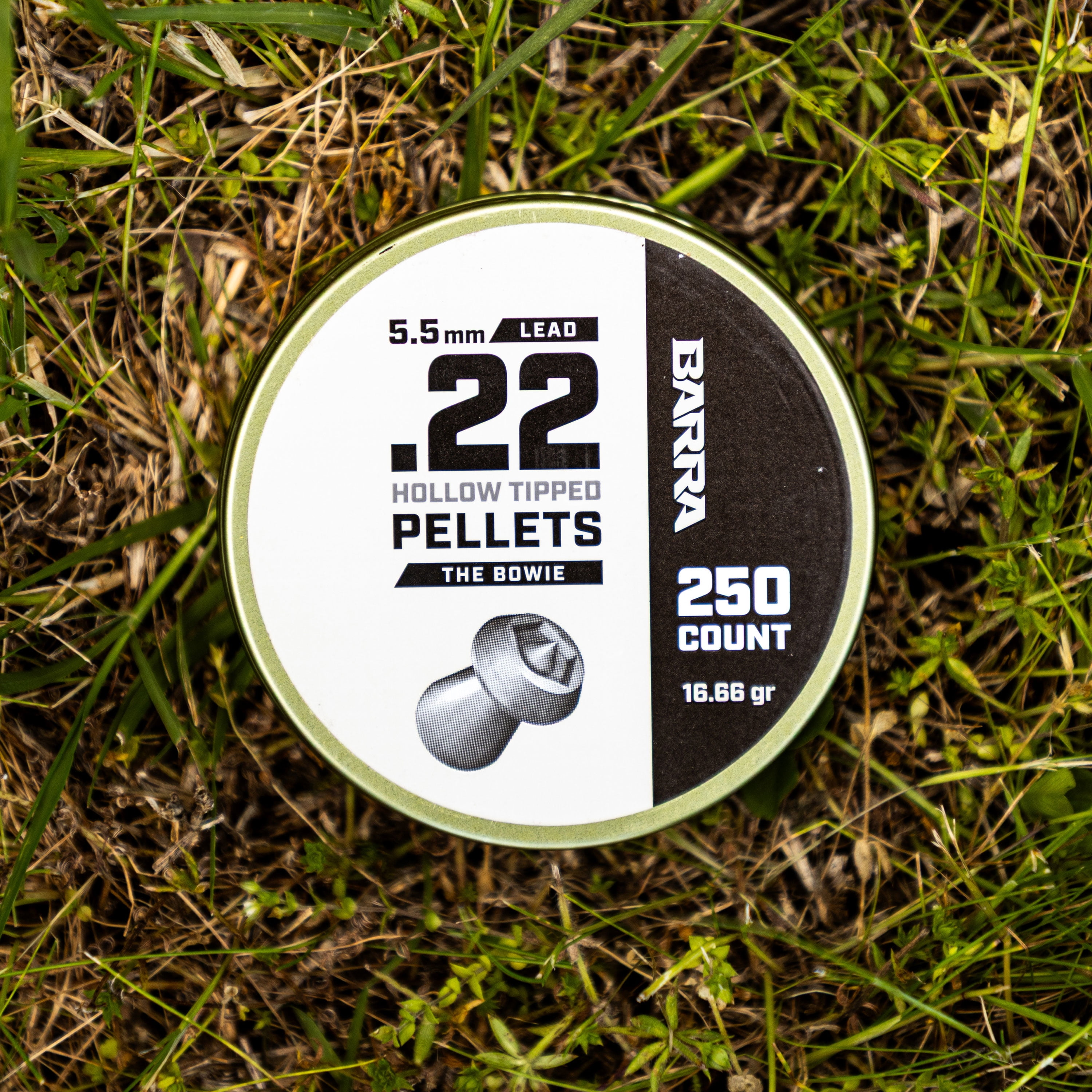 Barra Bowie Hollow Tip Airgun Pellets – 16.66 Grain, .22 Cal / 5.5 mm (250 Count)