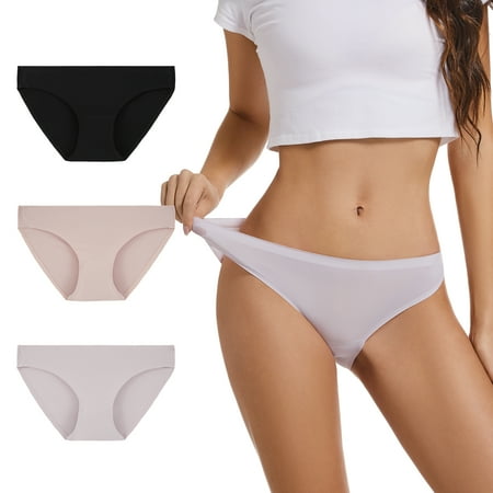 INNERSY Women s Seamless Bikini Underwear Soft Silky No Show Panties High Cut 3-Pack(X-Large Morandi)