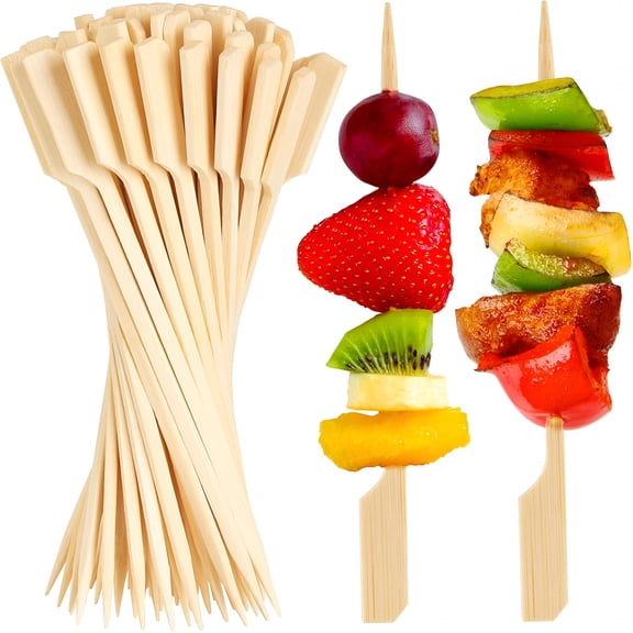 BPPEG 300Pcs Cocktail Picks Bamboo Skewers for Appetizers,Paddle Wooden Skewers,Fancy Flat Toothpicks for Appetizers,4.7 in Bamboo Sticks for Party Sandwich Fruit Charcuterie Boards Accessories