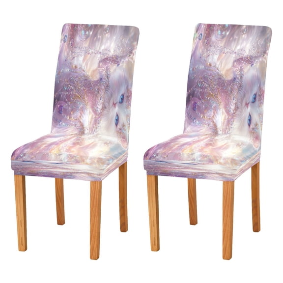 BZSMCE Chairs Slipcovers Dining Chair Covers Lovely White Cat Creative Pattern