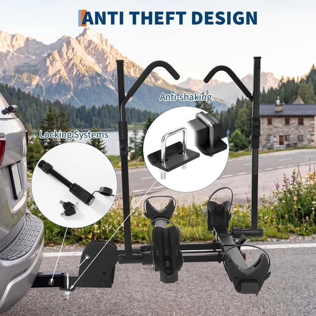 Kojooin Hitch Mount Bike Rack for 2 Bikes, 200 lb Capacity Platform Rack for Fat Tire Bikes, Fits 2 Inch Receiver