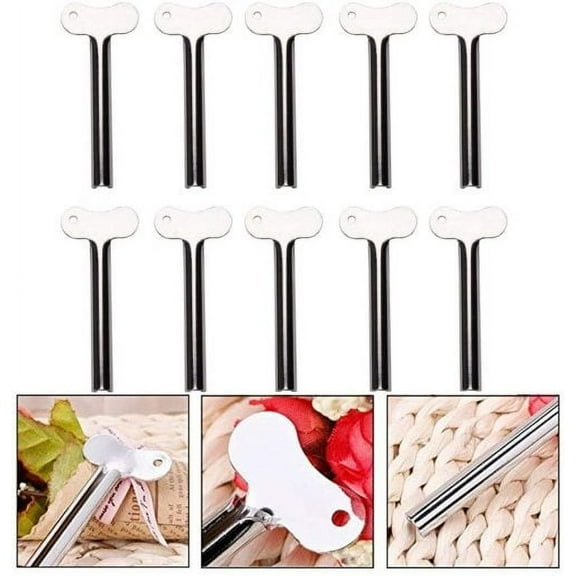 Cheers.US 10Pcs Stainless Steel Toothpaste Squeezer Metal Tube Key Toothpaste Squeezers for Bathroom Hair Color Dye Cosmetic Paint Squeezer Dispenser