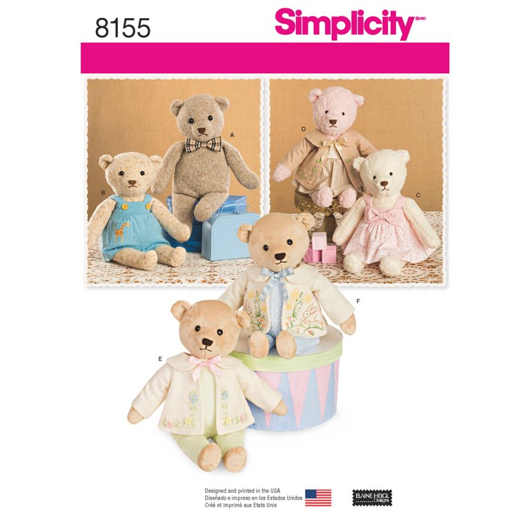  Simplicity Easy Plush Stuffed Animals Sewing Pattern