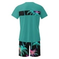 thumbnail image 4 of Miqool Men's 2 Piece Vacation Beach Outfits Tropical Print Hawaiian Short Sleeve T-Shirt Graphic Tees and Shorts Set Summer Tracksuits, 4 of 5