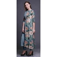 thumbnail image 3 of Bimba Tunique Anarkali Indienne Longue à Imprimé Floral Feuilles Bleues et Magnolia, Kurti Décontractée pour Femmes, Petite, 3 of 5