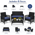 thumbnail image 5 of Patio Furniture Set on Sale, 4 Pieces Outdoor Rattan Conversation Sofa Set, All-Weather Wicker Patio Sets, Cushioned Sofa and Coffee Table for Garden Deck Courtyard, Nevy, 5 of 10