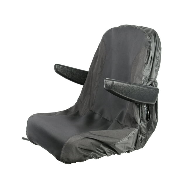 Tignapoo Premium Waterproof Lawn Mower Seat Cover - Large Size, Durable Oxford Fabric with Elastic Hem & Storage Pockets, Black