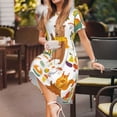 thumbnail image 3 of Naloa Autumn Forest Animals Print Womens Summer A-Line Dress with Pockets,Short Sleeve Dresses,Flowy Beach Swing Dress for Vacation Travel, 3 of 6