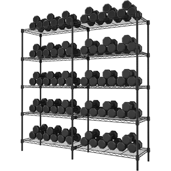 Royalbelle 5 Tier Black Wire Shelving, Heavy Duty Metal Storage Shelves Rack