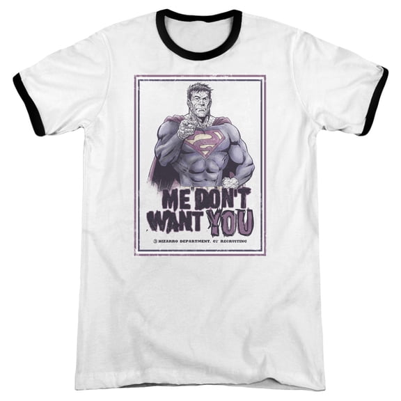Superman Dont Want You Adult Ringer T-Shirt White Black
