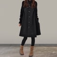 thumbnail image 4 of Women's Wool Coat Turtleneck Slim Fit Overcoat Autumn Winter Single Breasted Long Coat for Outdoor Work Party, 4 of 7