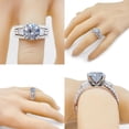thumbnail image 4 of Luxurious Diamond Ring, Pave Set Solitaire With Accents Diamond Engagement Ring, Triple Row Diamond Shank Ring, Double Prong Ring, 2.6 Ct Simulated Diamond, 925 Sterling Silver, 4 of 5