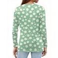 thumbnail image 4 of WTOBBY Women's Casual Loose Fit Floral Print Long Sleeve Hem Slit T-shirt Round Neck Top Fashionable Comfort Wear Soft Material Daily Outfit Essential for US Market Wardrobe,Mint Green XL, 4 of 5