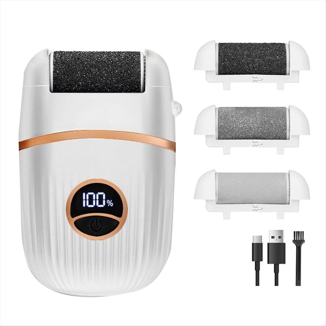 Removedor Automático de Callos para Pies, Herramientas de Pedicura Recargables para Pies, Removedor Eléctrico de Callos para Pies con 3 Cabezales de Rodillo