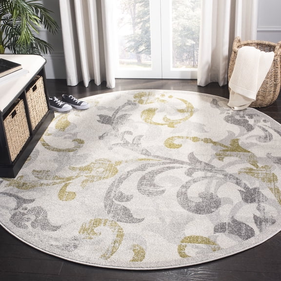 Safavieh Amherst Millard Floral Area Rug, Ivory/Light Gray, 9' x 9' Round