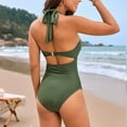 thumbnail image 6 of Xudanell One Shoulder One Piece Swimsuits for Women Tummy Control Push Up Bathing Suits Modest Full Coverage Swimwear Sexy Summer Swimwear Swimwear for Women Vacation (Green,S), 6 of 9