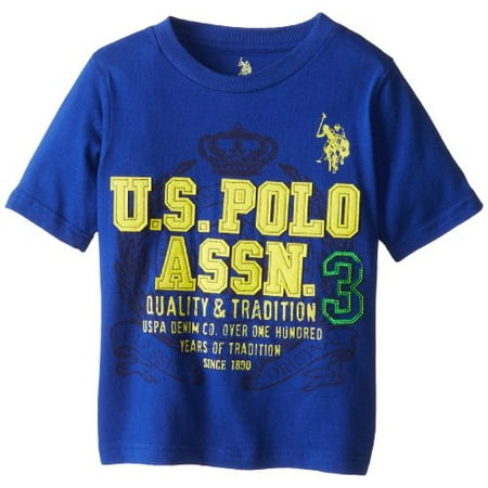 U.S. Polo Assn. Boys' Crew Neck Iconic Graphic Logo T-Shirt,Cobalt Blue,5/6