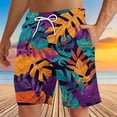 thumbnail image 2 of BiZtdJrK Big and Tall Board Shorts for Men Summer Casual Drawstring Elastic Waist Beach Shorts Fashion Hawaiian Tropical Print Swim Trunks with Pockets Multicolor L, 2 of 5